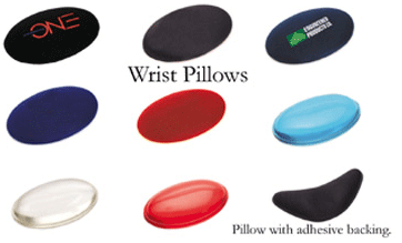 Wrist pillows filled with gel and covered in lycra cloth